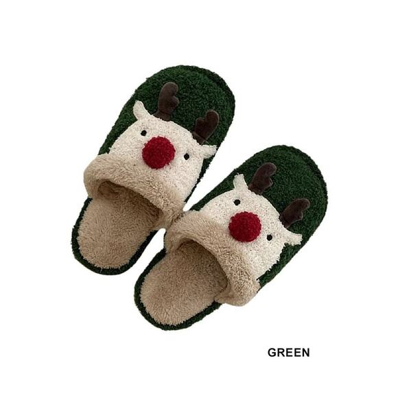🦌 Reindeer Comfy Fuzzy Slippers ❄️ - Picture 1 of 1